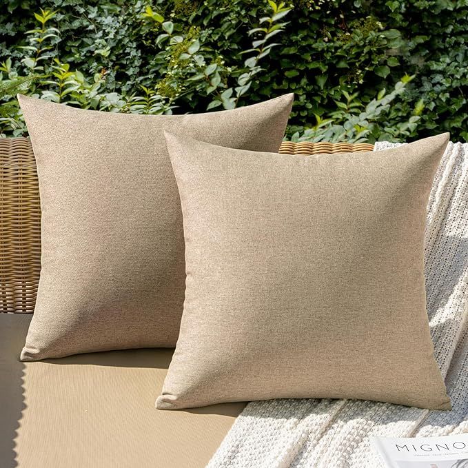 MIULEE Pack of 2 Decorative Outdoor Solid Waterproof Throw Pillow Covers Polyester Linen Garden F... | Amazon (US)