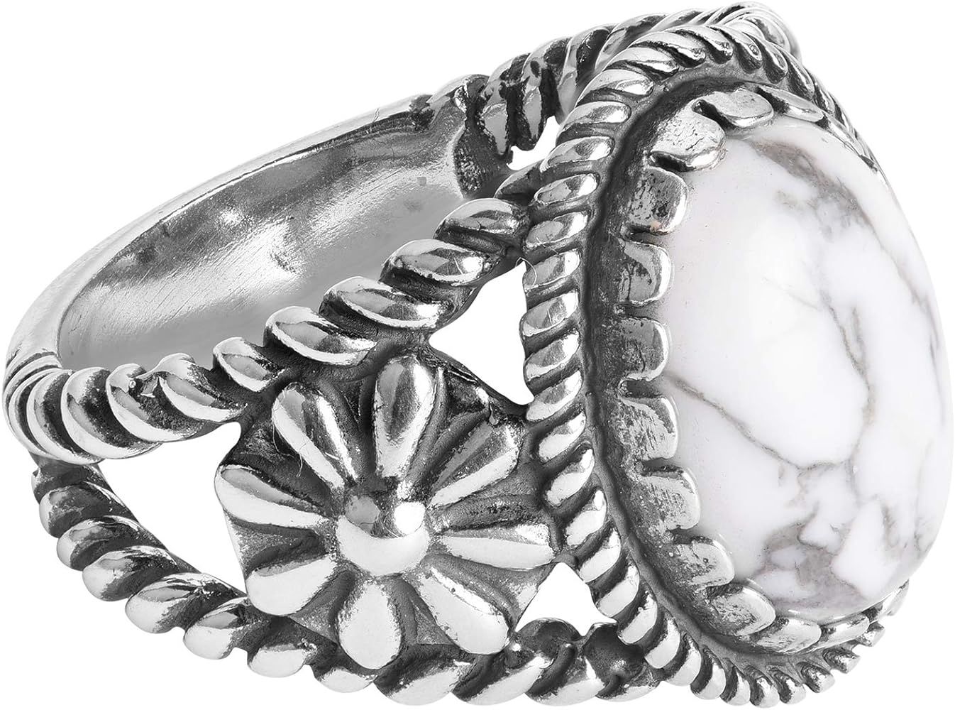 American West Sterling Silver Women's & Men's Ring Choice of Gemstone Color Native-Inspired Flowe... | Amazon (US)