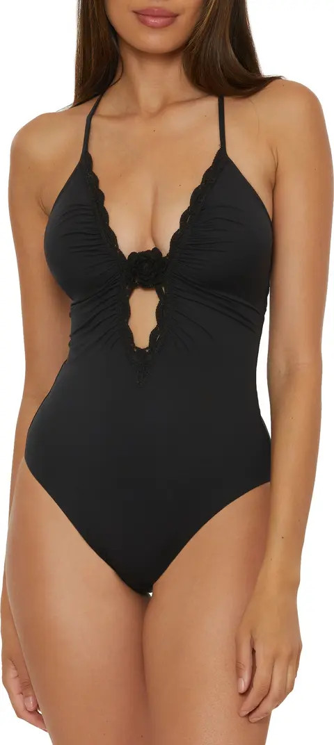 Becca Colette Rosette Plunge One-Piece Swimsuit | Nordstrom | Nordstrom
