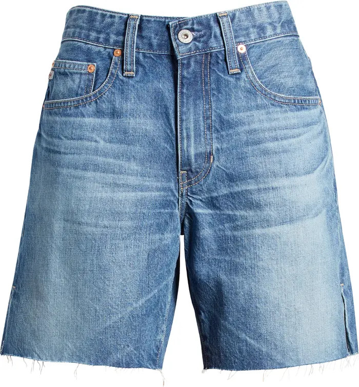 Ex-Boyfriend Raw Hem Mid Length Denim Shorts | Nordstrom