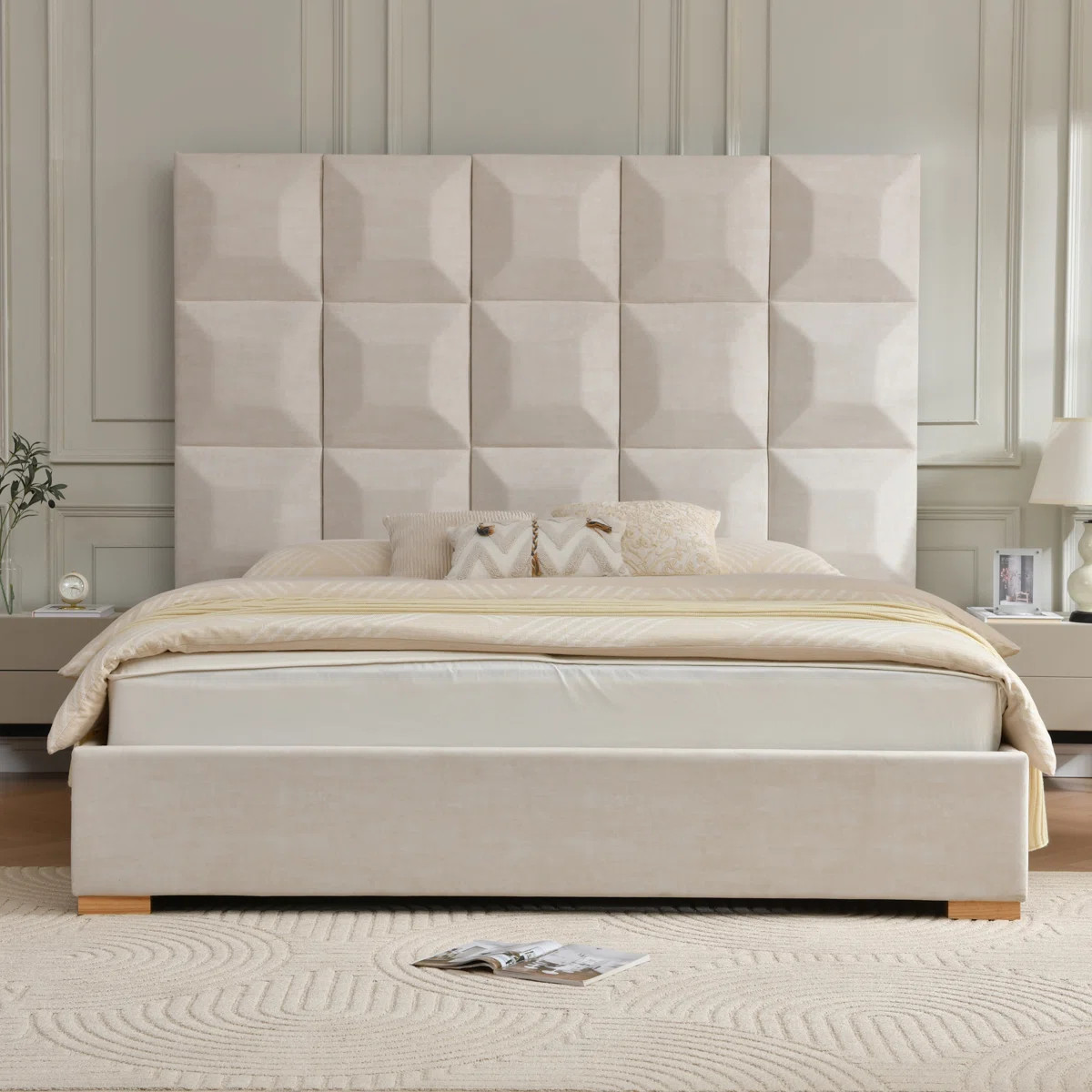 71.5″ High Headboard Upholstered Platform Bed with 2 Large Solid Wood Storage Drawers | Wayfair North America