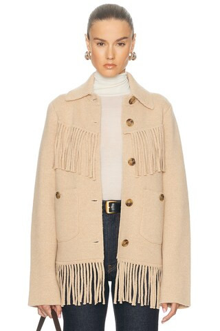 Guest In Residence Western Fringe Jacket in Tan | FWRD 