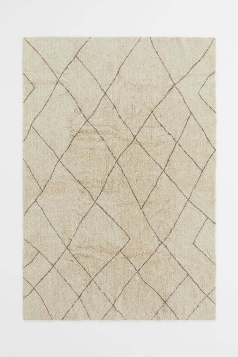 Large wool-blend rug - Light beige/Patterned - Home All | H&M GB | H&M (UK, MY, IN, SG, PH, TW, HK)