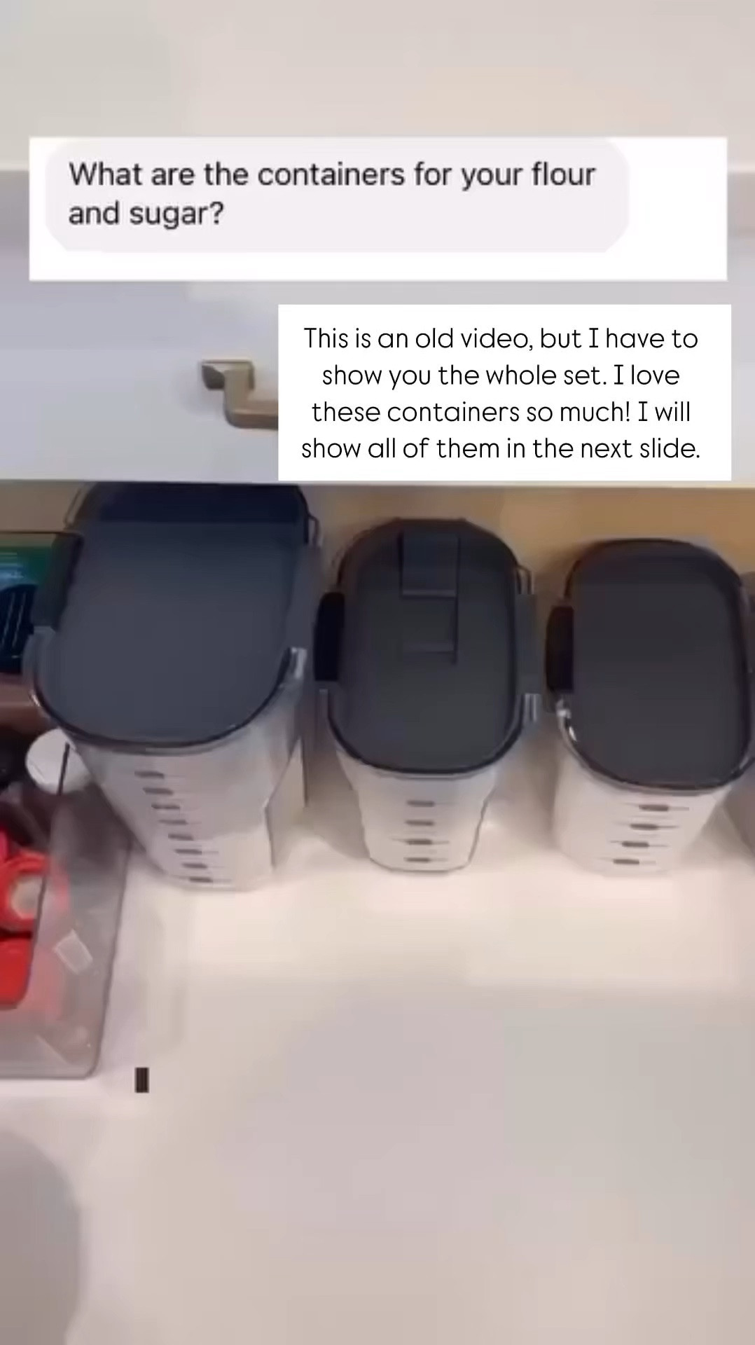 These containers are the BEST for your sugar, flour and other baking ingredients!! It comes in a set and is so affordable for all you get. 