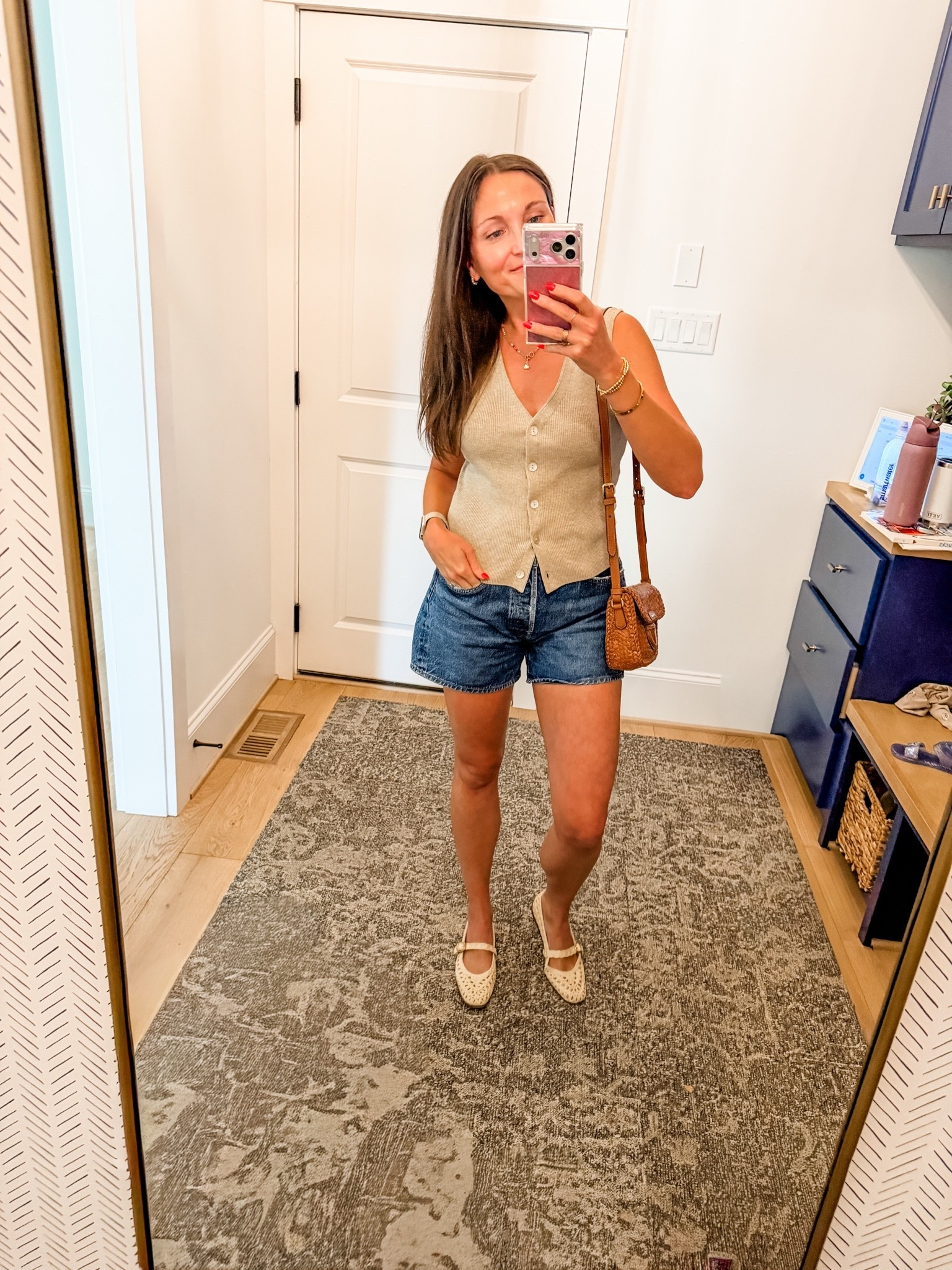 Cute casual summer outfit. My fave Agolde denim shorts are on sale for 25% off on Shopbop! My sweater vest is also on sale right now too!

#LTKdayinmylife #LTKootd
