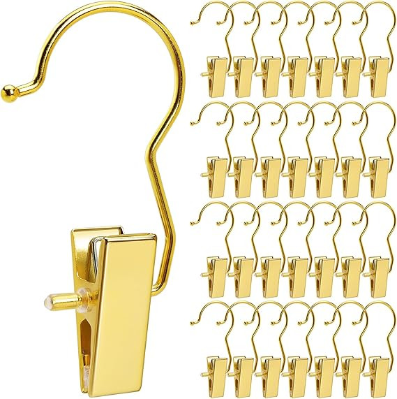 Amber Home 24 Pack Gold Boot Clips for Closet, Clothes Pins | Gold Boot Hangers with Hooks, Porta... | Amazon (US)