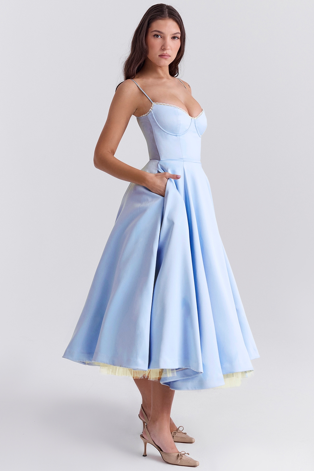 cinderella blue tulle midi dress | House of CB