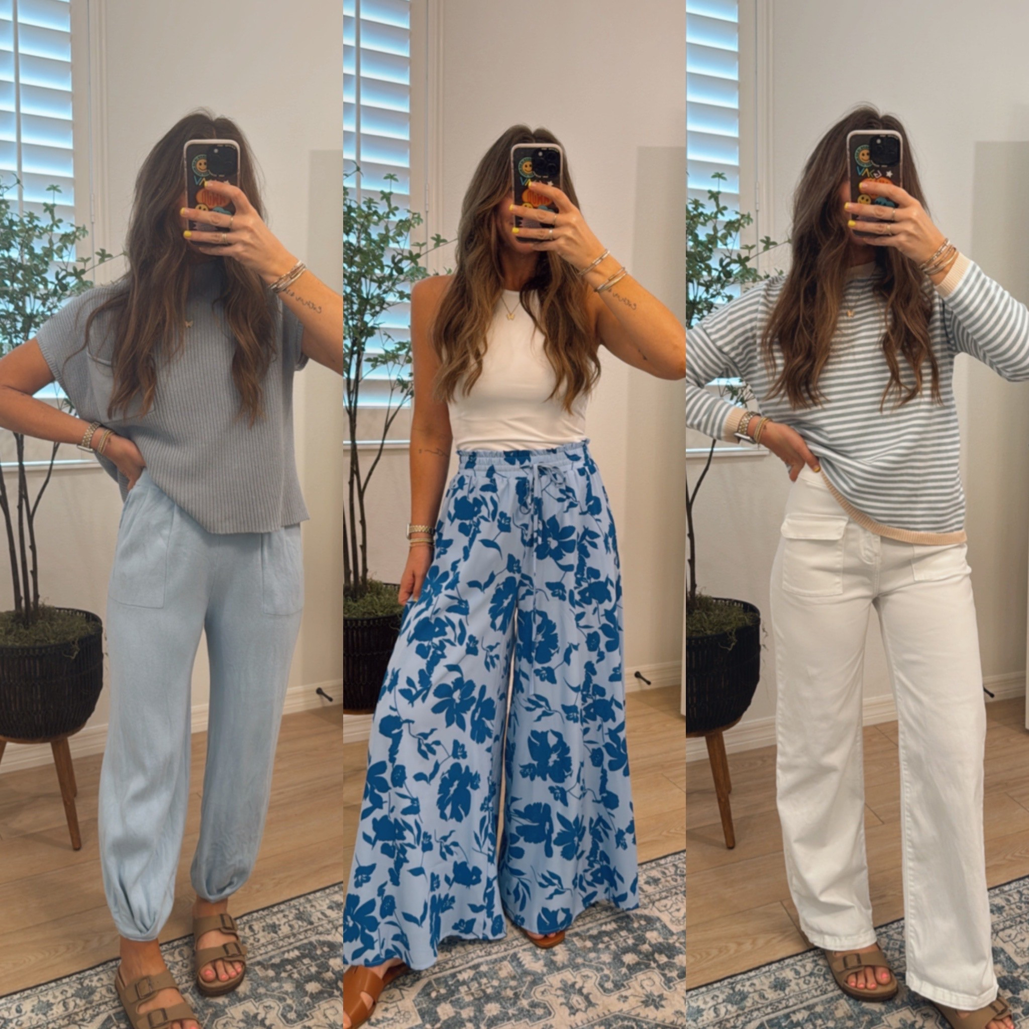 Some of my top fave Amazon must-haves for spring!! Wearing my true small in everything / 4 in the white pants — wish they went down to a 2, but I just wear them a lil baggy.. it’s ok! Soooo comfy and soft and stretchy. #amazonpartner #founditonamazon @amazonfashion @amazon 
—
Easter outfits
Easter weekend 
Travel outfit
Matching sets
Mom outfit
WFH mom
SAHM style
Casual outfits
