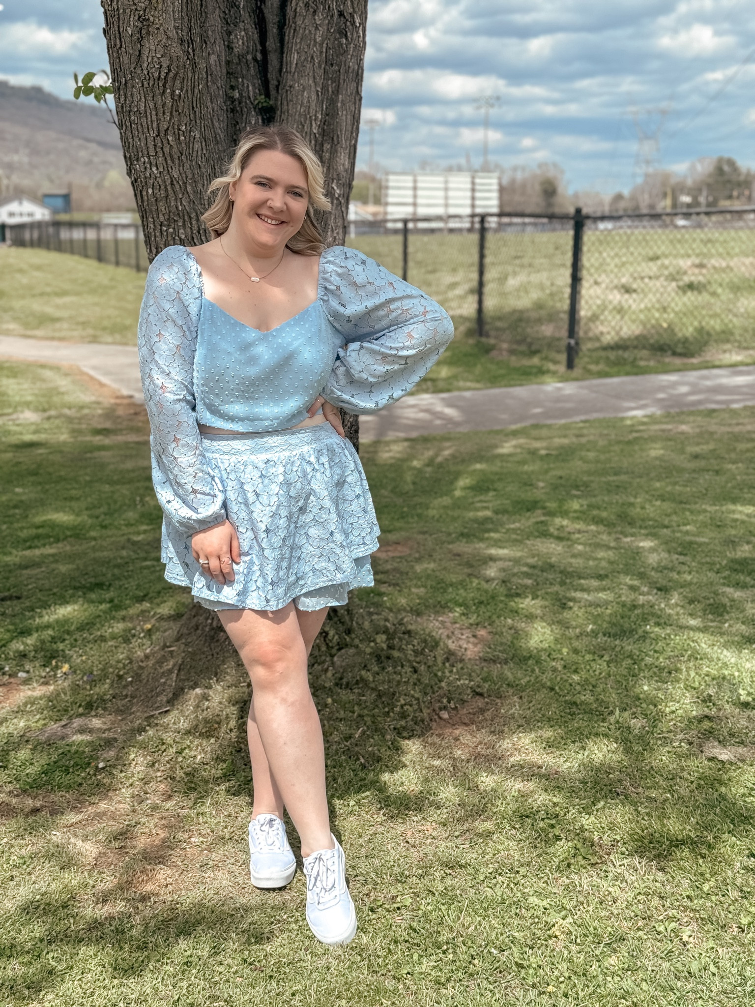 Wearing a size A in the top, but went down to an X for a better fit! 
Size X in the skort! 

#LTKmidsize #LTKfindsunder100 #LTKplussize