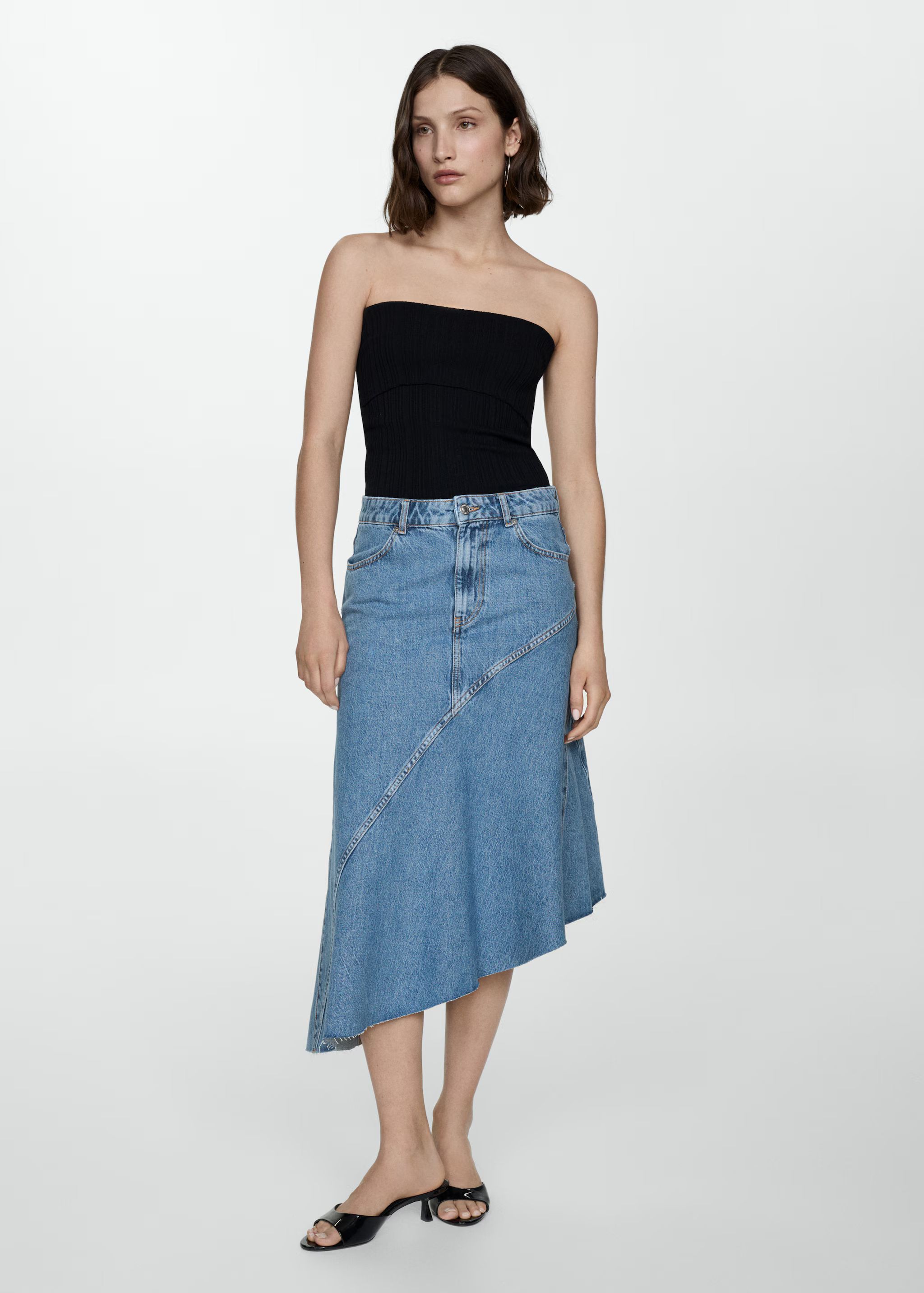 Asymmetrical denim skirt | MANGO (US)
