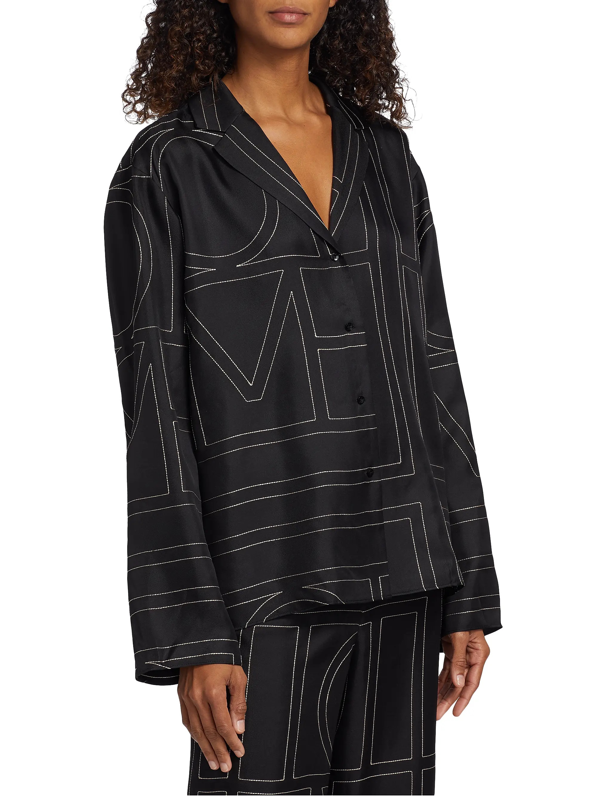 Logo Stitch Silk Top | Saks Fifth Avenue