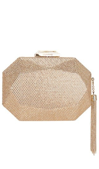 olga berg Tilly Hotfix Clutch in Metallic Gold. | Revolve Clothing (Global)