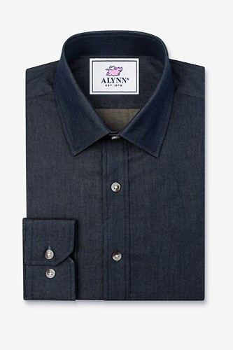 Liam Denim Classic Fit Untuckable Dress Shirt by Alynn -  Indigo Cotton | Ties