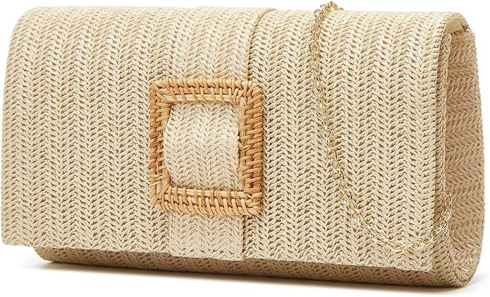 Straw Clutch Purses for Women Summer Straw Beach Bag Vintage Envelope Evening Clutch Handbags for... | Amazon (US)
