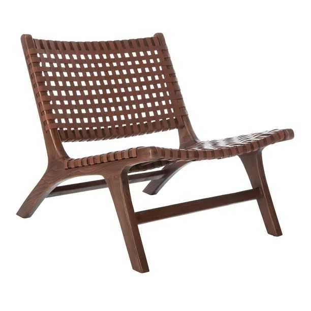 Safavieh Luna Modern Leather Woven Accent Chair, Brown/Cognac - Walmart.com | Walmart (US)