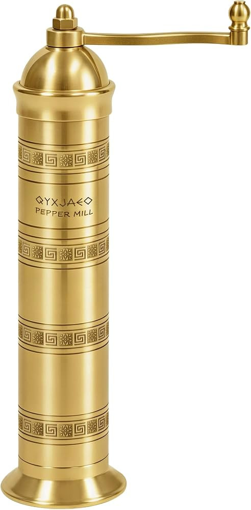 Brass Pepper Mill, 8 Inch Gold Manual Grinder with Crank Handle | Amazon (US)