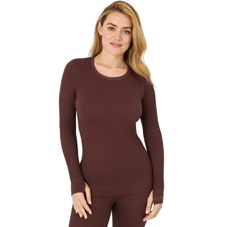 Kindly Yours Women's Seamless Rib Scoop Neck Thermal Top, up to Size XXXL - Walmart.com | Walmart (US)