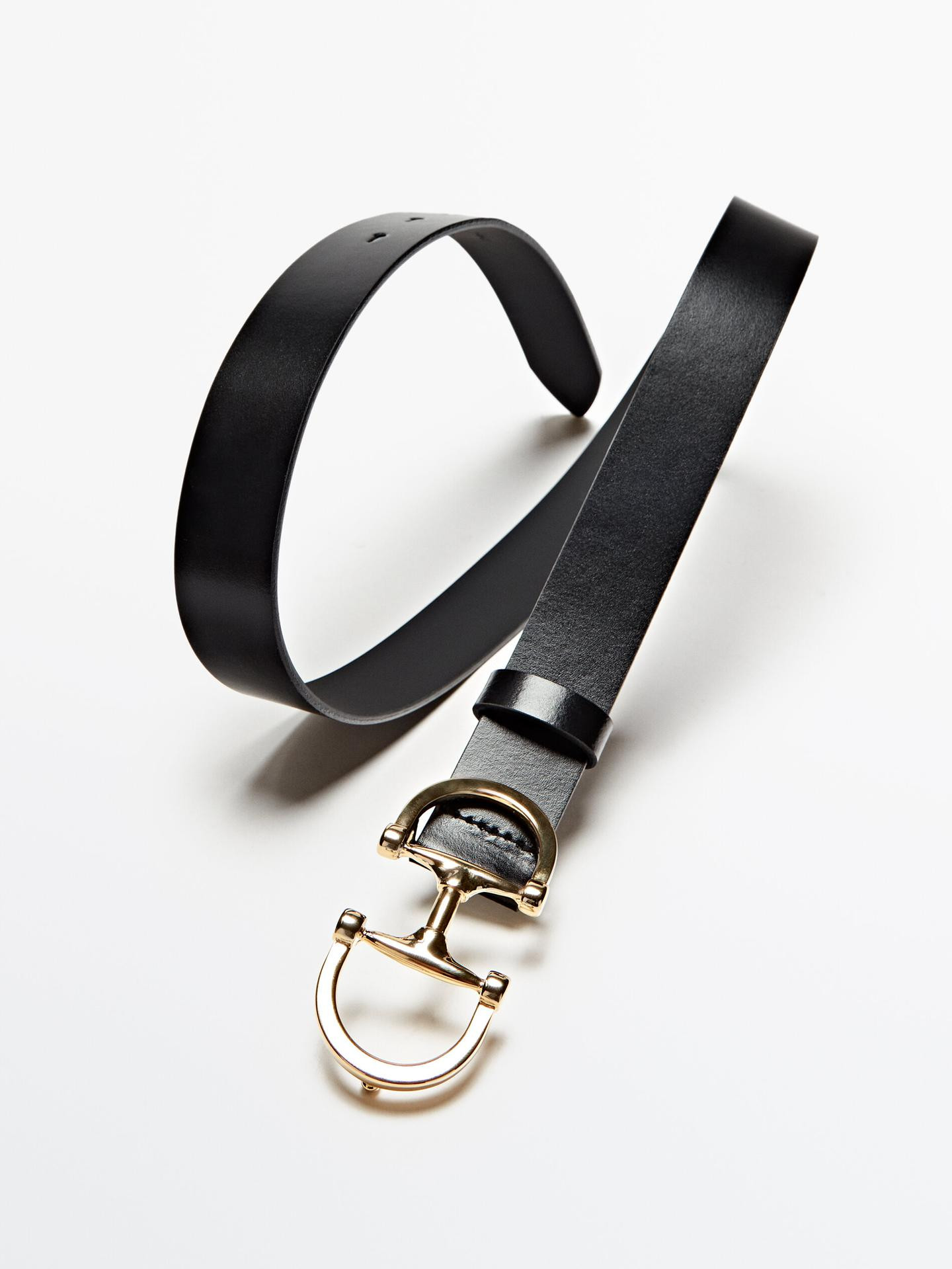 Leather belt with double buckle | Massimo Dutti US