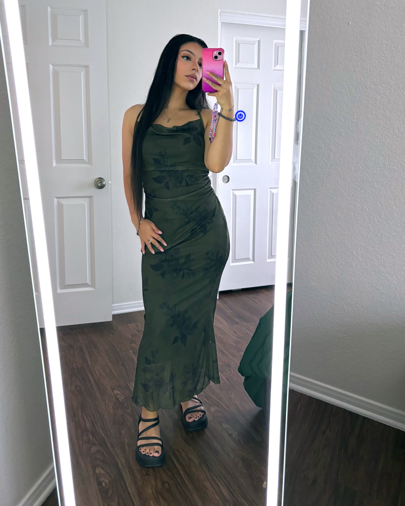 Birthday brunch fit 💙  
|
90s style, floral print dress, green dress, brunch outfit, alt style, summer goth, summer fashion, date outfit 

#LTKStyleTip #LTKFindsUnder100 #LTKFindsUnder50