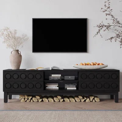 Modern Mid-century Media Console - Black, 4 Drawers With Cable Management, Tv Stand For Tvs Up To 75 | Wayfair North America