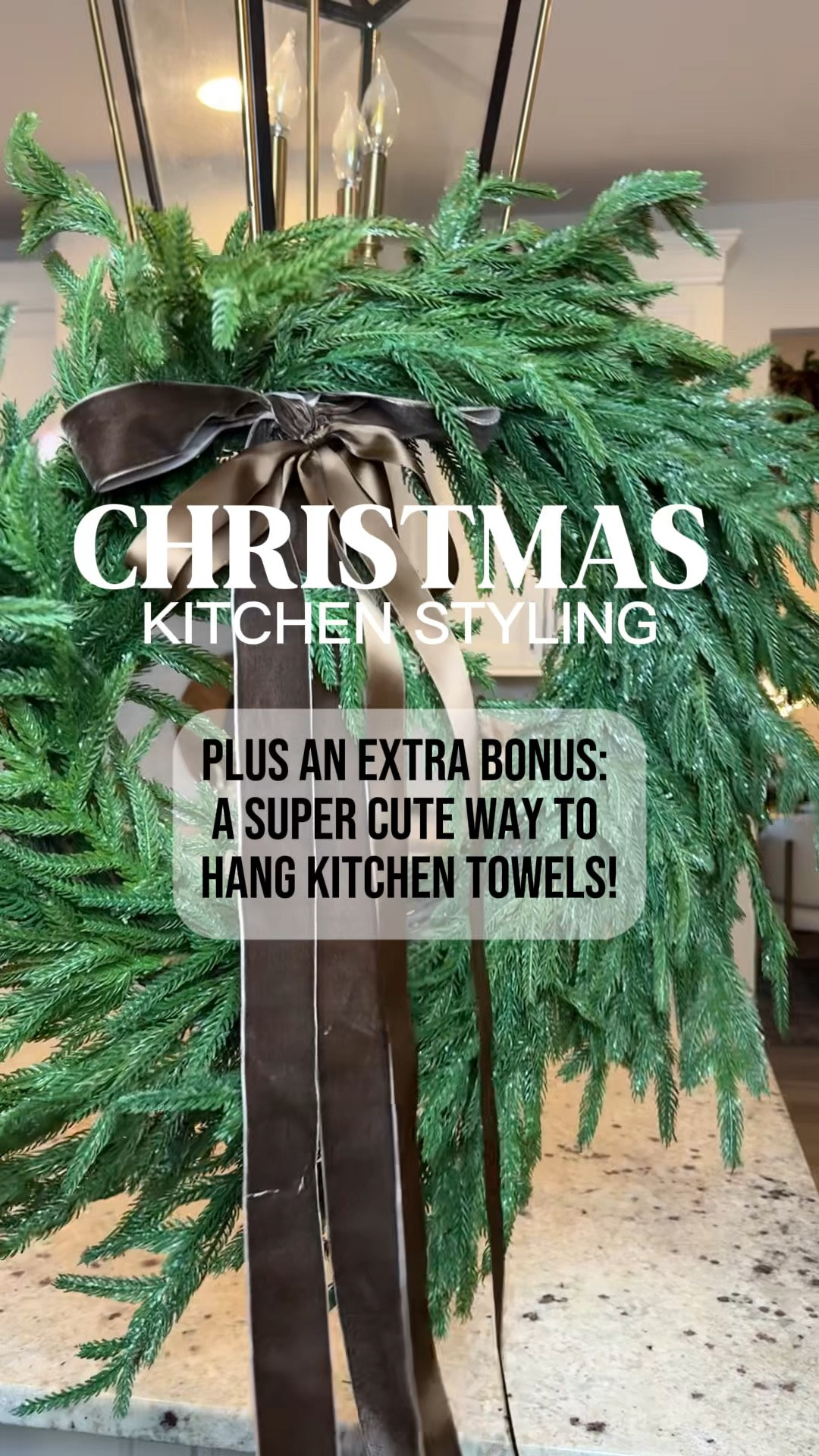 Christmas decor, home decor, wreath, ribbon, kitchen towel, Norfolk stems, vase 

#LTKHoliday #LTKHome #LTKWatchNow