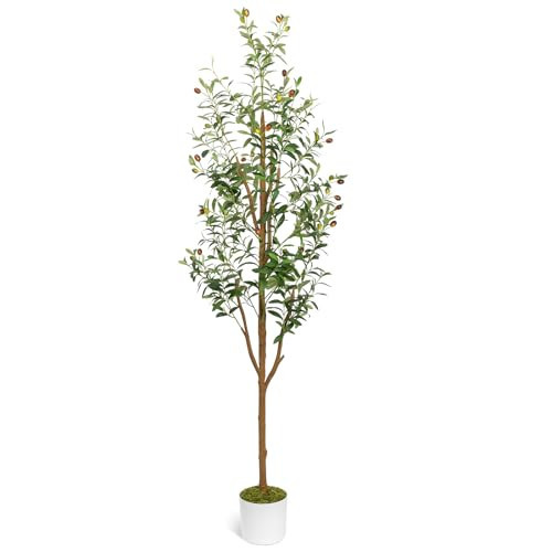 LuceAlberi 7FT Artificial Olive Tree - Indoor Tall Faux Olive Trees with Planter, Large Fake Olive Silk Tree Realistic Olive Plants with Branches and Fruits for Home Decor Office Living Room | Amazon (US)