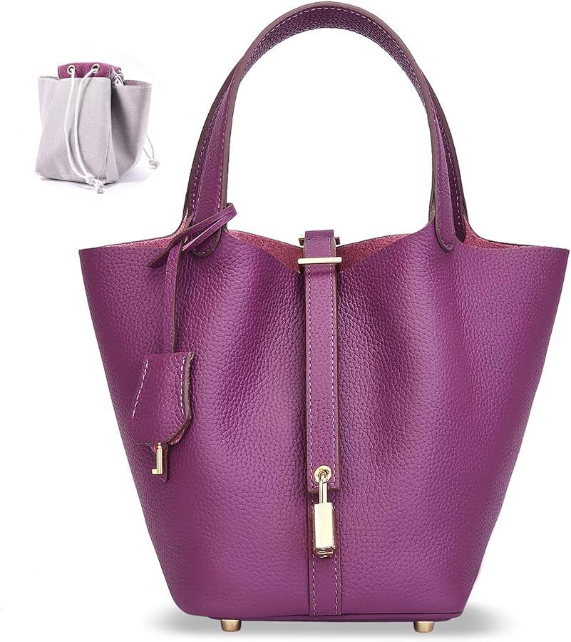 Designer Leather Bucket Bags for Women: Trendy Genuine Leather Tote Purses - Luxury Satchel Top-H... | Amazon (US)