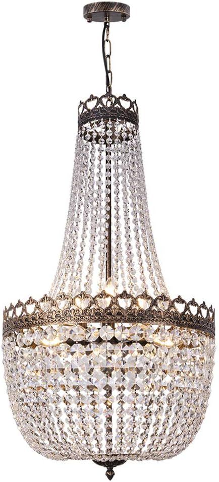Wellmet Crystal Chandelier Lights, 9-Light French Empire Country Foyer Chandelier Pendant, Hangin... | Amazon (US)