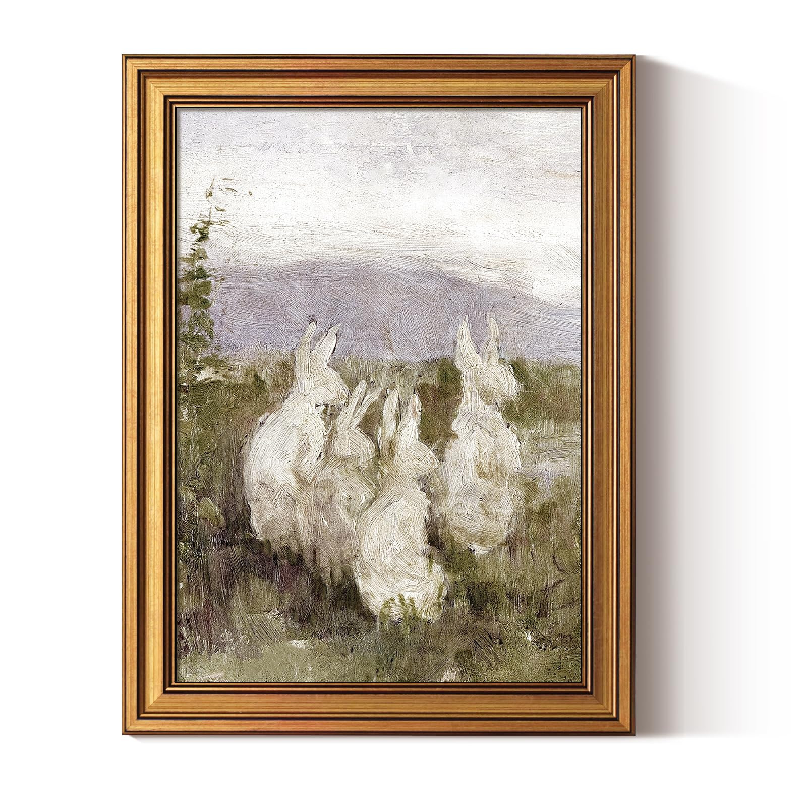 ARPEOTCY Gold Framed Art Prints, Easter Bunny Art Decor for Nursery Kids Room,12x16inch, White Ra... | Amazon (US)