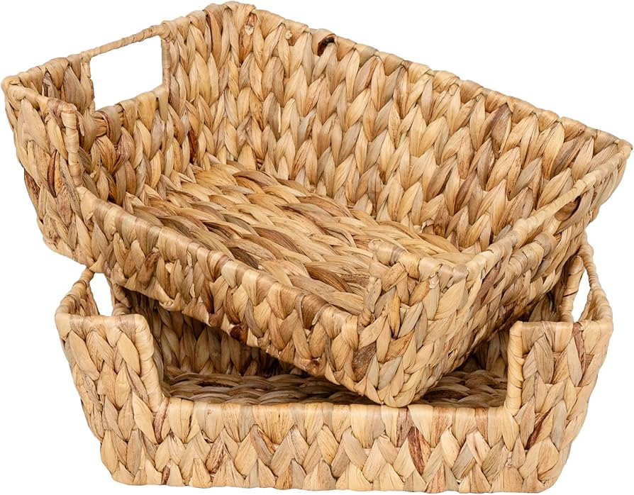 StorageWorks Water Hyacinth Wicker Baskets for Storage, Pantry Baskets Organization and Storage, ... | Amazon (US)