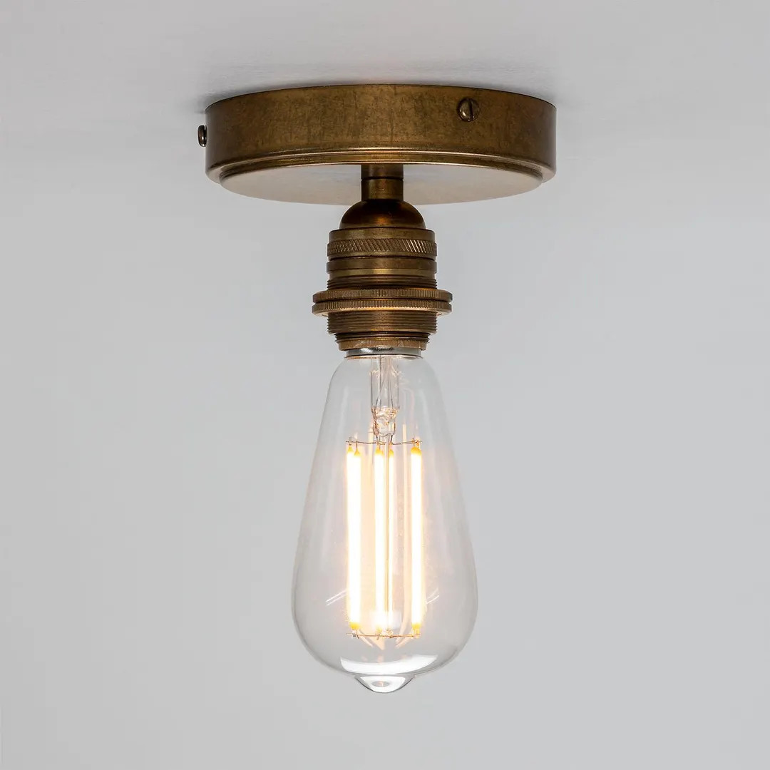 Industrial Brass Flush Mount Ceiling Light, Vintage Edison Style | Etsy (US)