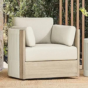 CHITA Boho Patio Rattan 360° Swivel Chair, Outdoor Wicker Furniture with 7.9″ Thickened Cushio... | Amazon (US)