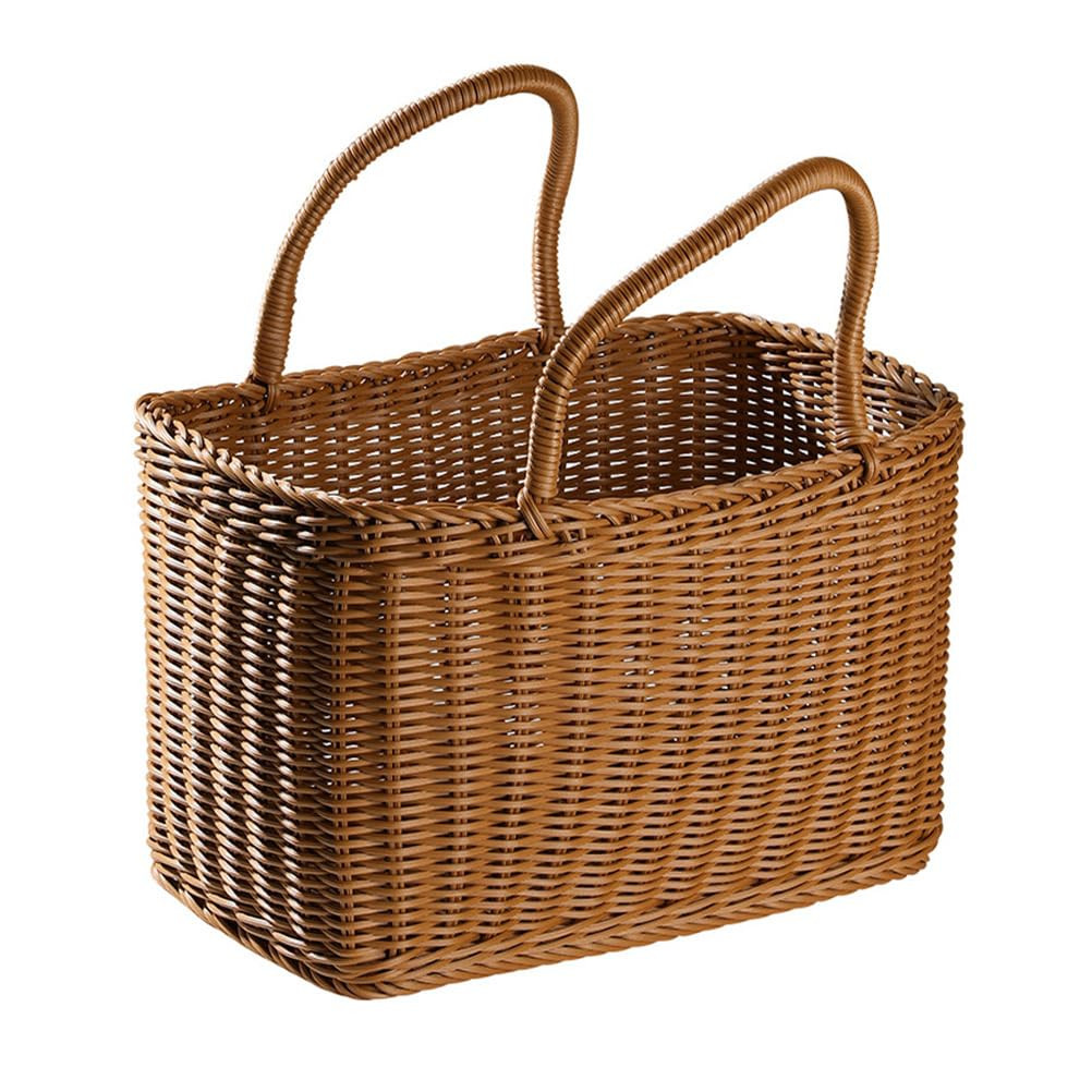Alipis Decorative Woven Basket with Handle, Brown Plastic Rattan Flower Arrangement Basket for St... | Amazon (US)