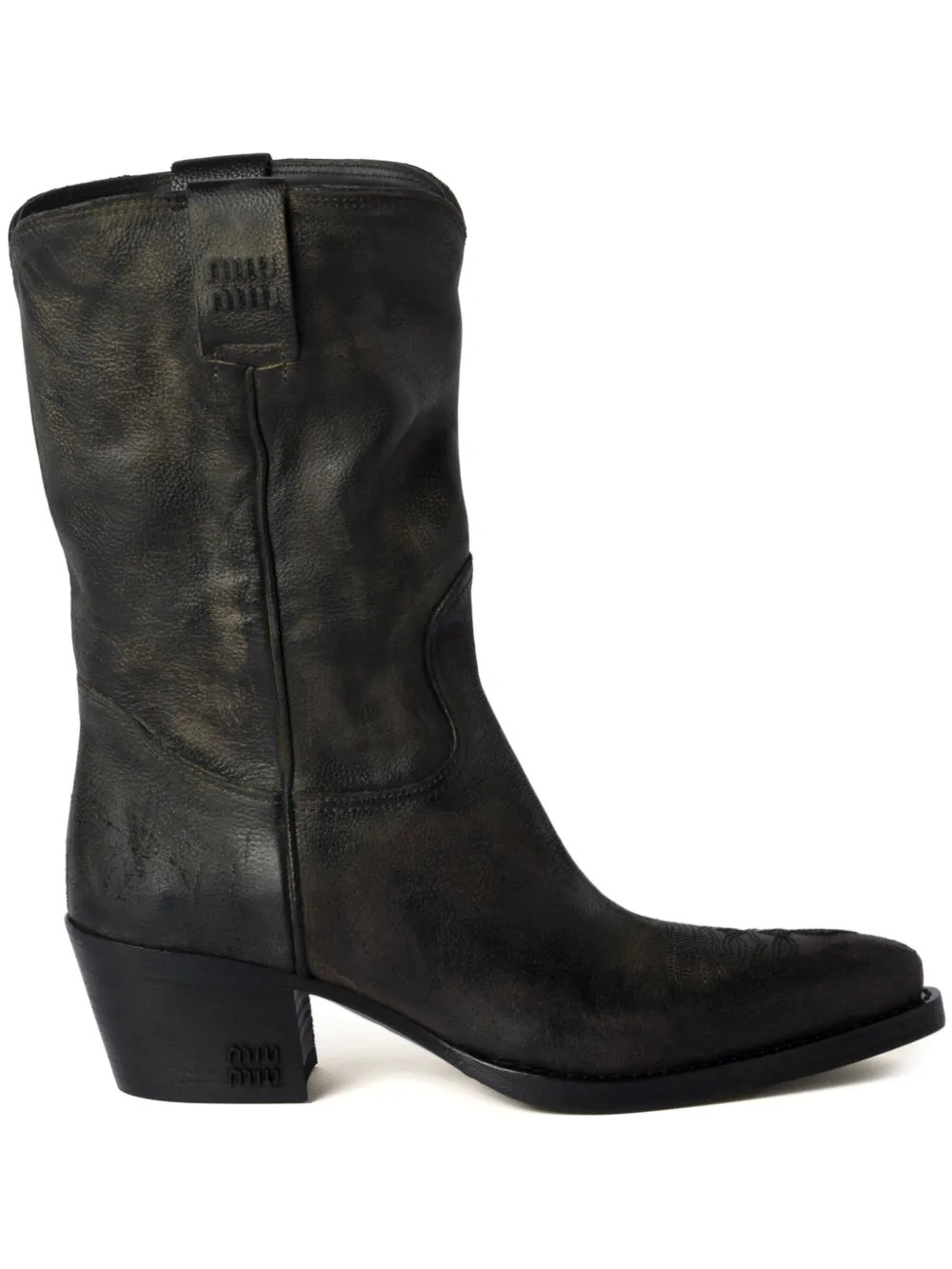 Miu Miu Leather Boots | Black | FARFETCH | Farfetch Global