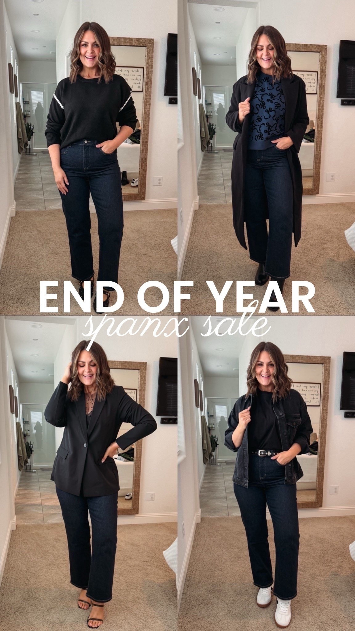 Spanx 90s straight jeans, styled 4 ways ✨
Jeans, large
Top left sweater, medium
Top right sweater & coat, medium
Bottom left top & blazer, large
Bottom right top, large 
Bottom right denim jacket, medium 
Belt, L/XL
Shoes, true size 10

Winter outfits, size 12, midsize, elevated basics, end of year sale, Spanx sale, Courtney Hamiltonn



#LTKFindsUnder100 #LTKMidsize #LTKSaleAlert