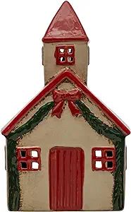 Creative Co-Op 6' L x 5' W x 9-1/2'H Hand-Painted Stoneware Church, Reactive Glaze, Red, Cream Co... | Amazon (US)