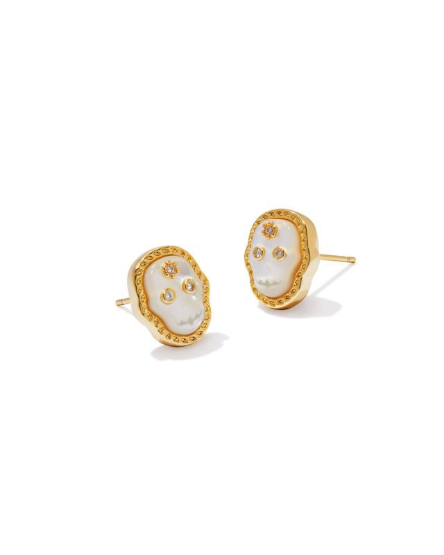 Skeleton Gold Stud Earrings in Ivory Mother-of-Pearl | Kendra Scott