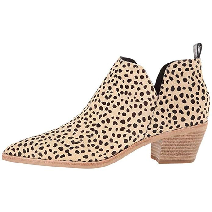 Women’s Western Ankle Booties Pointed Toe Animal Print Chunky Block Heel V Cut Faux Leather Che... | Amazon (US)
