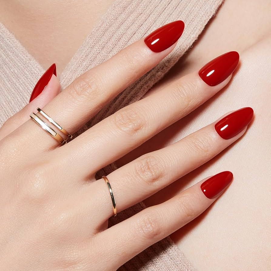 Modelones 32 Pcs Halloween Red Fall Press on Nails Almond, Upgrade Short Almond Fake Nails, Reusa... | Amazon (US)