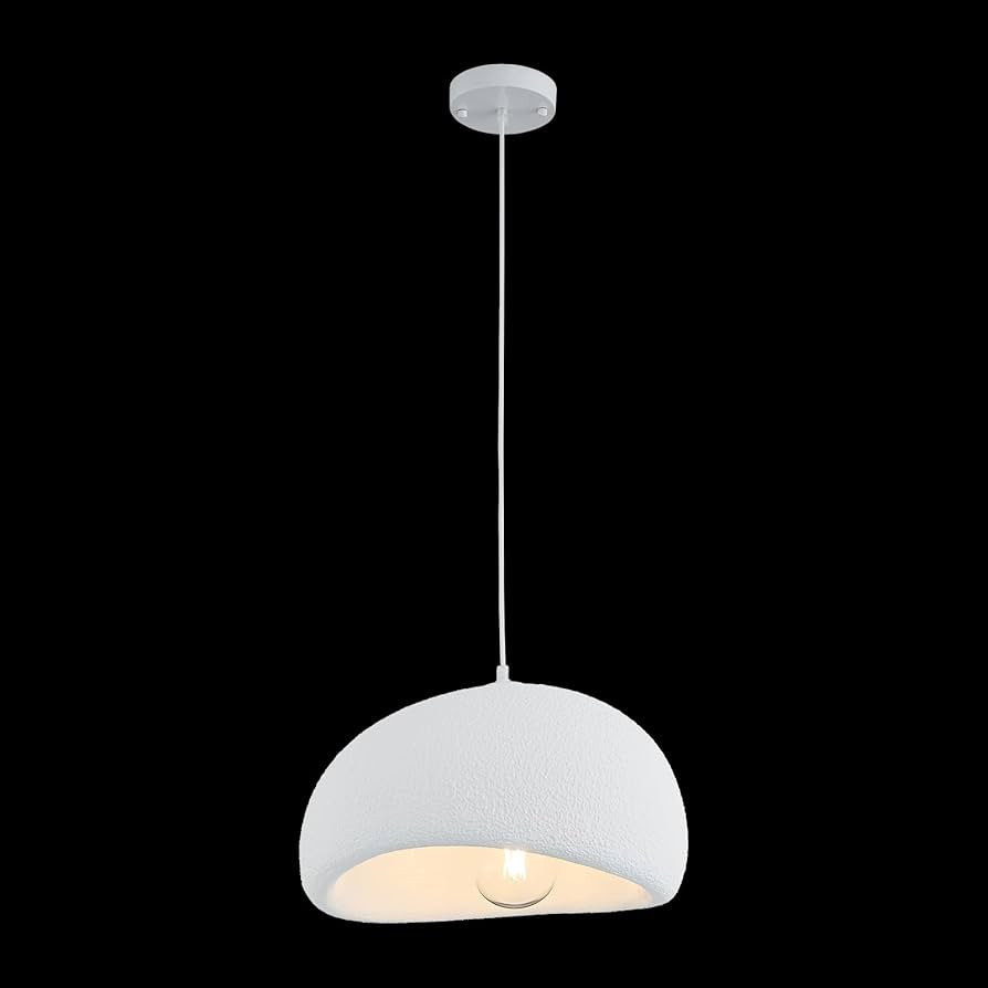 Japanese Style White Concrete Pendant Light - Modern Chandelier with E26 Base, Contemporary Bird'... | Amazon (US)