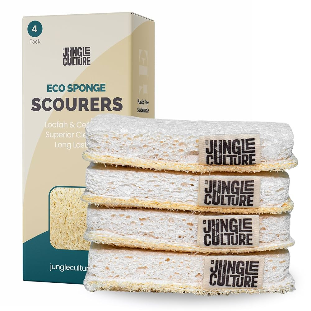 Jungle Culture Eco Sponge Set of 4 • Eco Friendly Natural Dishwashing Sponges • Non-Scratch, ... | Amazon (US)