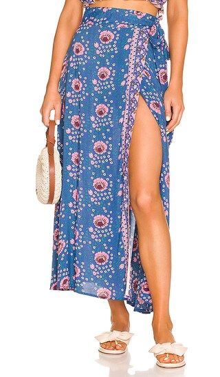 Lulu Maxi Skirt in Vintage Flower Azure | Revolve Clothing (Global)