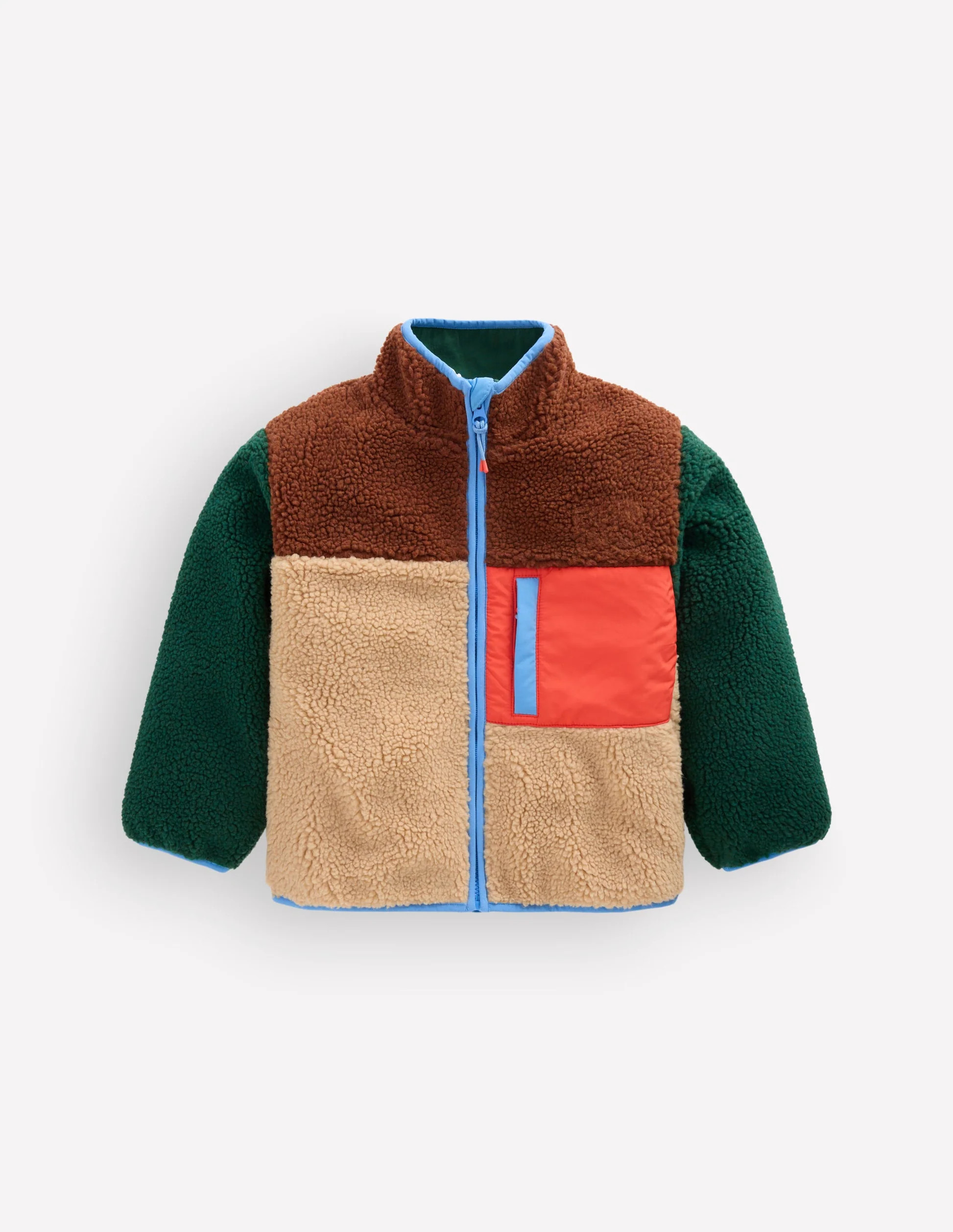 Cosy Colour Block Borg Jacket-Borg Colourblock | Boden (US)