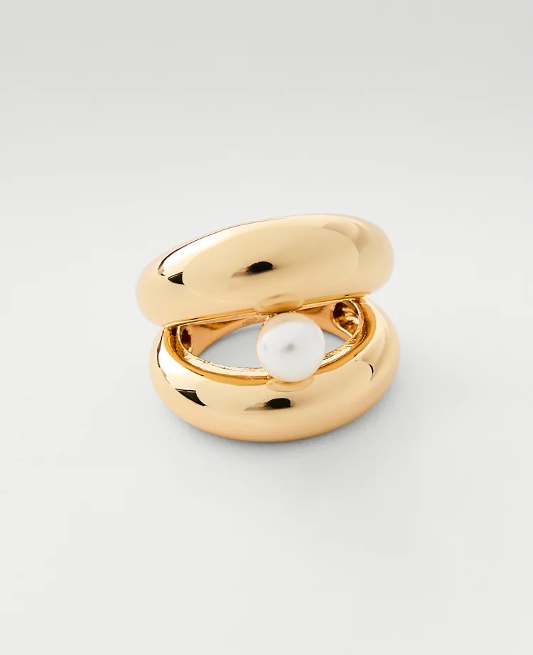 Pearl Double Metal Ring | Ann Taylor