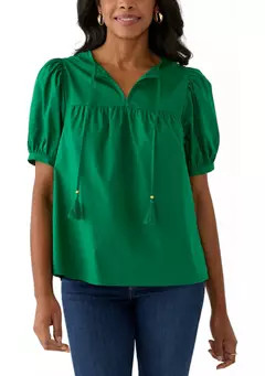 Crown & Ivy™ Women's Tassel Peasant Top | Belk