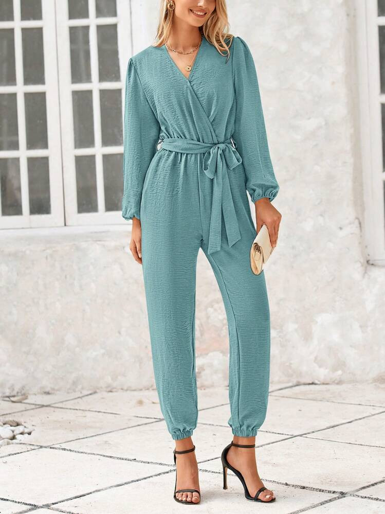 Women’s Casual Wrap Romper V-neck  | SHEIN