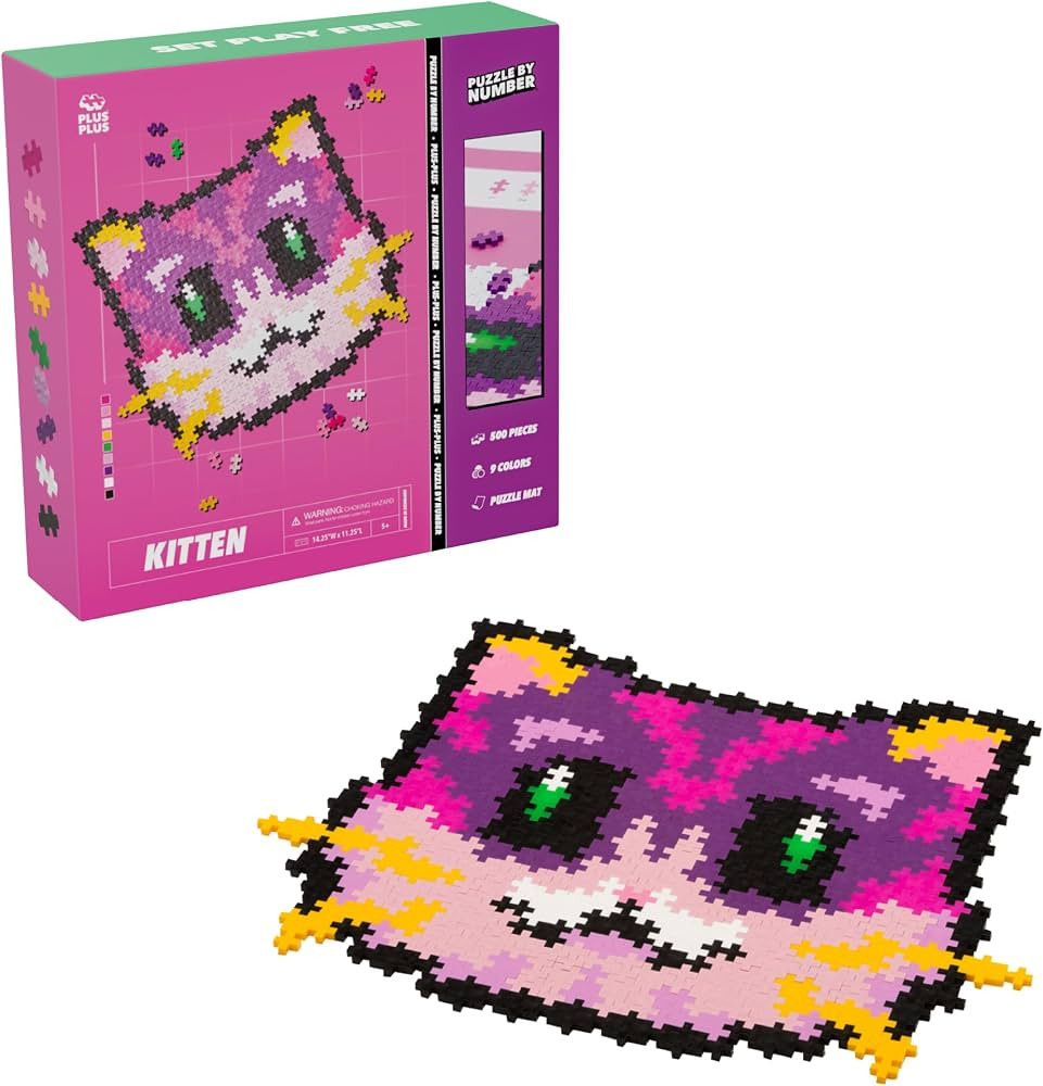 Plus Plus Puzzle By Number, 500 Piece Mini Interlocking Hashtag Color Blocks, 3D Pixel Art Kit fo... | Amazon (US)
