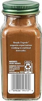 Simply Organic Ceylon Ground Cinnamon, 2.08 Ounce, Non-GMO Organic Cinnamon Powder | Amazon (US)