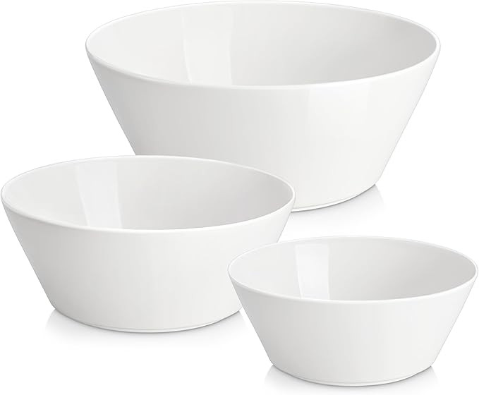 MALACASA Serving Bowls, Ceramic Mixing Bowls for Kitchen, 105/60/35 OZ White Bowls Set of 3, Micr... | Amazon (US)