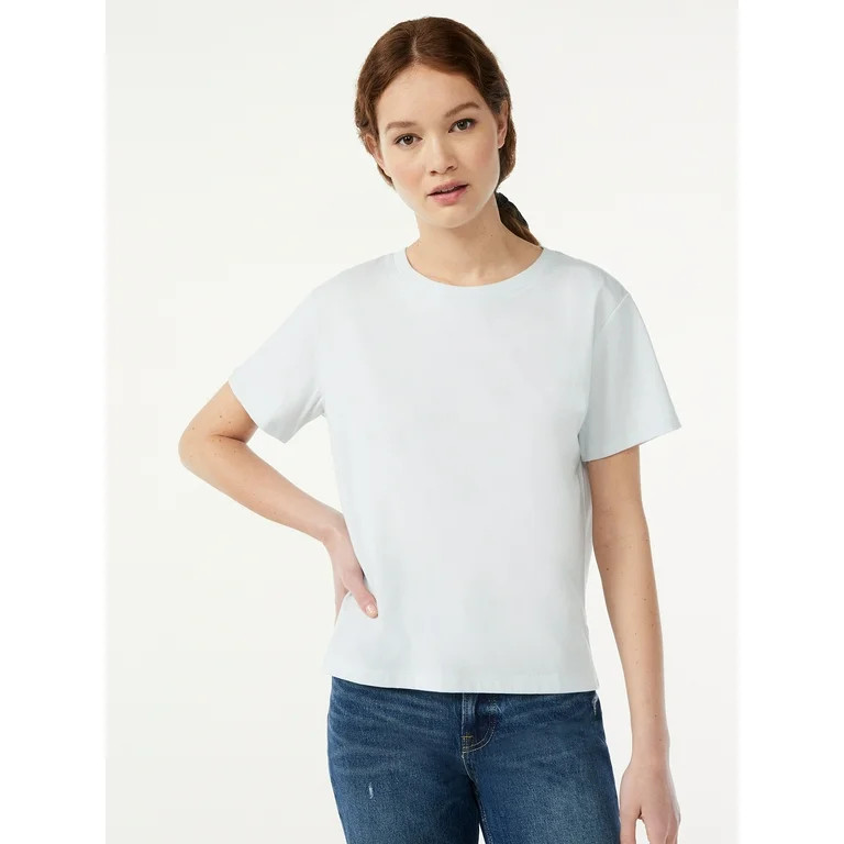 Free Assembly Women's Crop Box Tee with Short Sleeves | Walmart (US)